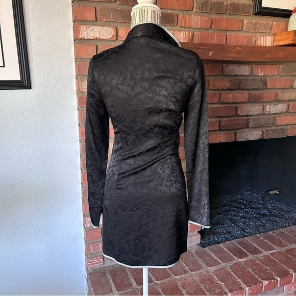 ZARA Floral Jacquard Embroidered Long Sleeve Mini Dress in Black Sz XS - Picture 8 of 9